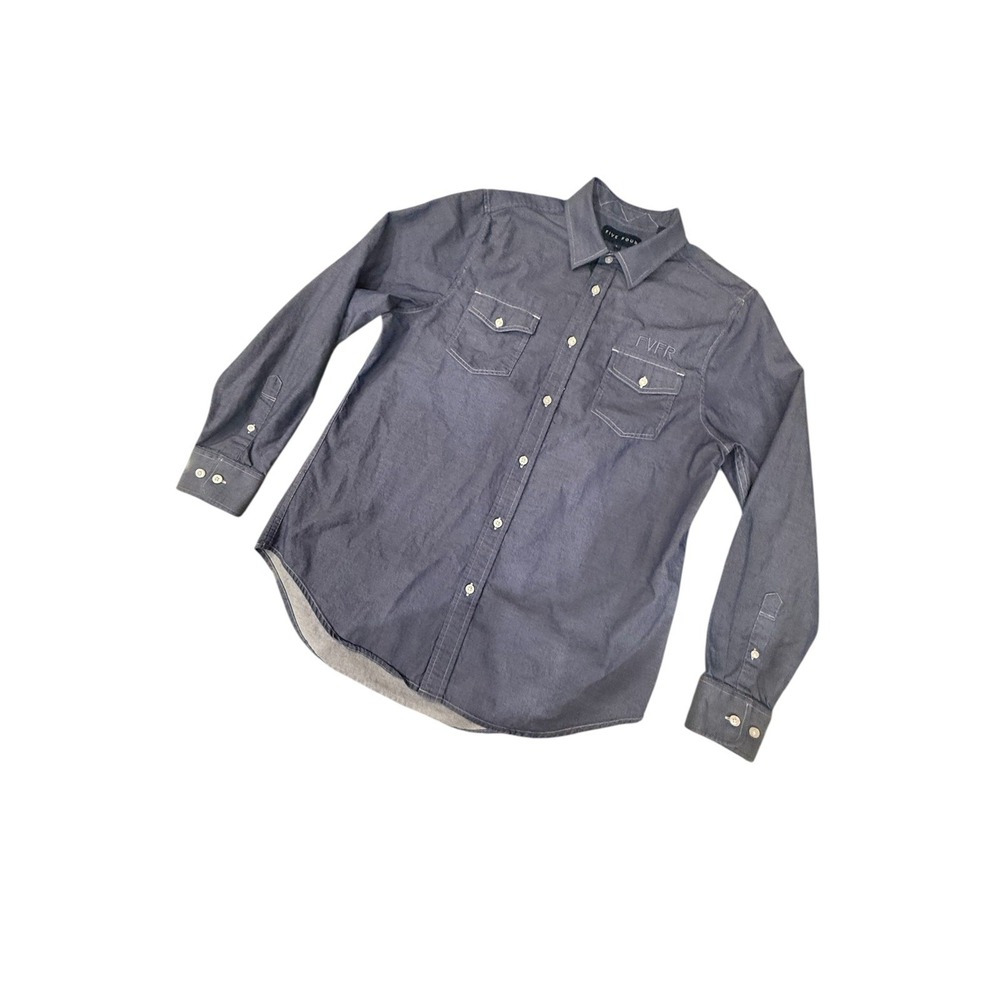 NWT Five Four Mens Large Long Sleeve Chambray Button Up Collared Dress Shirt - Picture 2 of 5